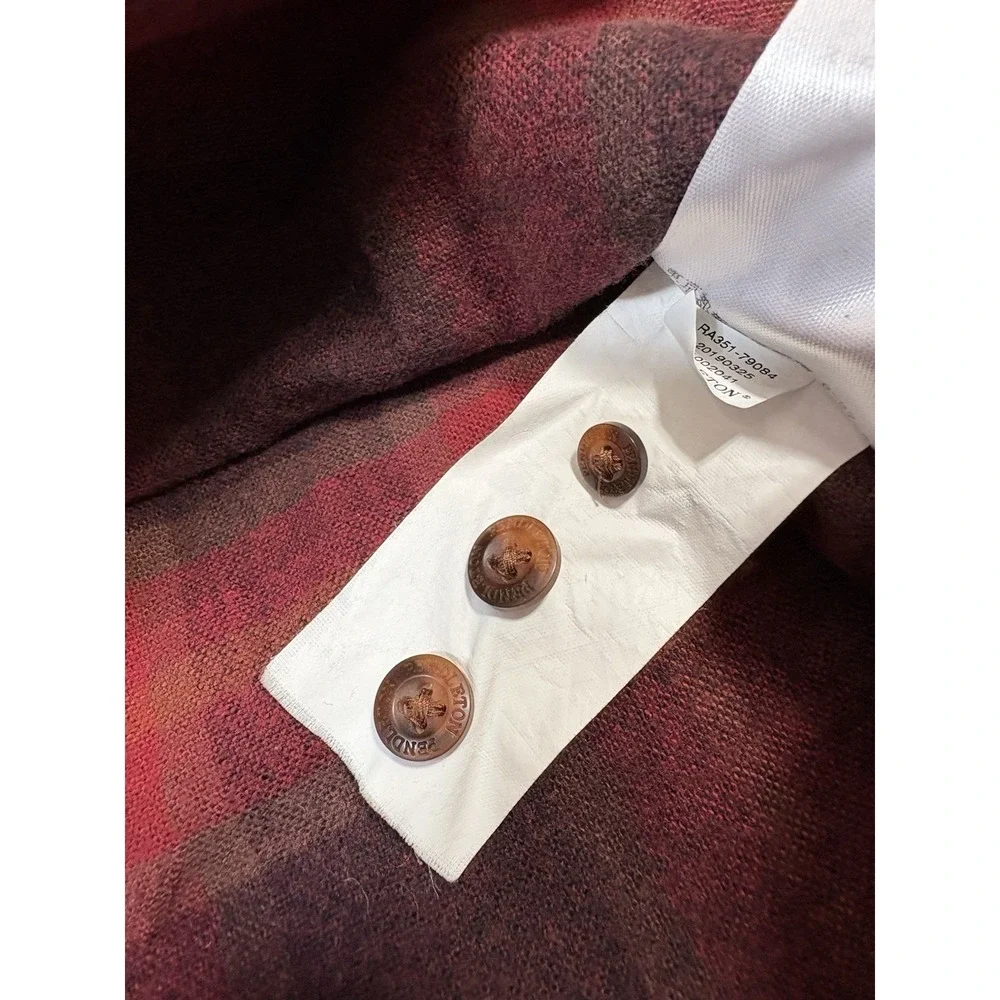 Pendleton Mason Flannel Shirt Mens L Red Burgundy Plaid Excellent Cotton‎ Button